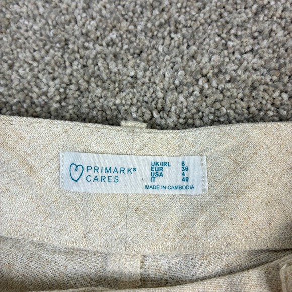 Primark Beige Culottes Shorts Women's Size 4 Wide‎ Leg Linen Blend Preppy Casual - Picture 4 of 10